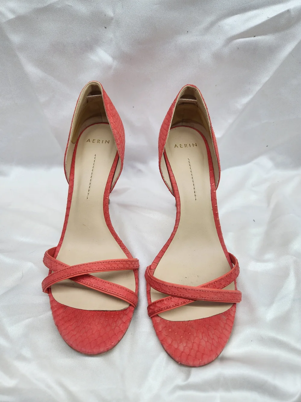 AERIN Coral Strappy Leather Sandals
